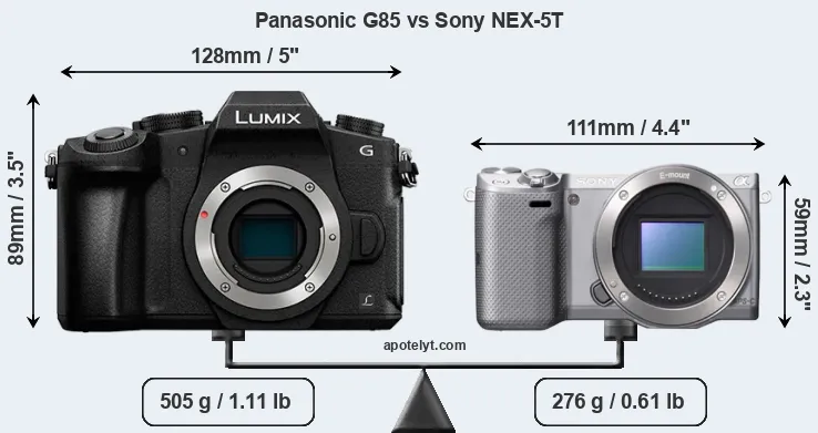 Size Panasonic G85 vs Sony NEX-5T