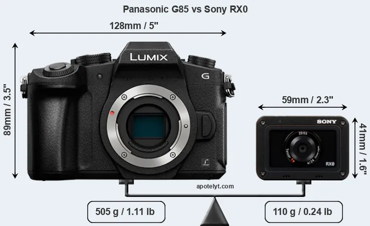 Size Panasonic G85 vs Sony RX0