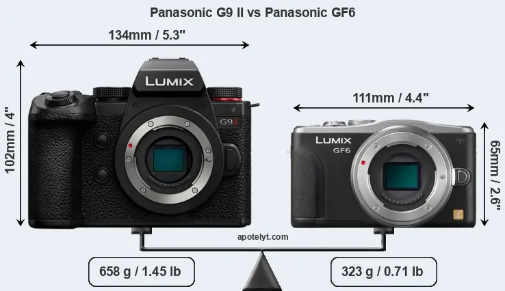 Size Panasonic G9 II vs Panasonic GF6