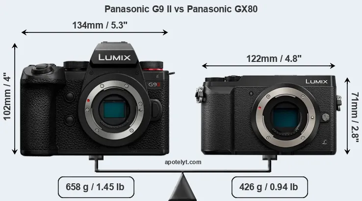 Size Panasonic G9 II vs Panasonic GX80