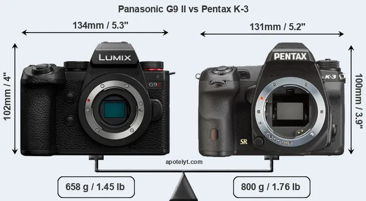 Size Panasonic G9 II vs Pentax K-3