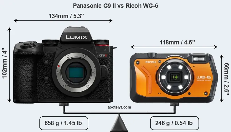 Size Panasonic G9 II vs Ricoh WG-6