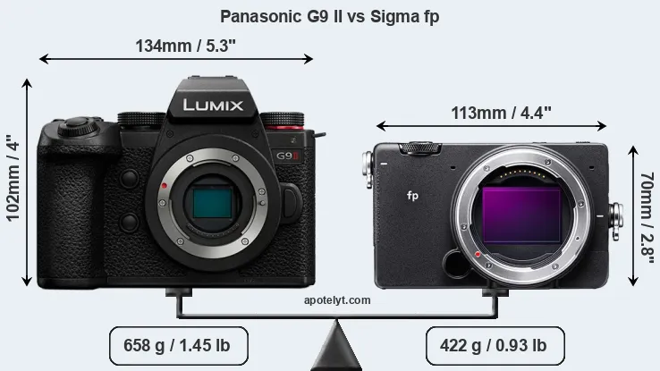 Size Panasonic G9 II vs Sigma fp