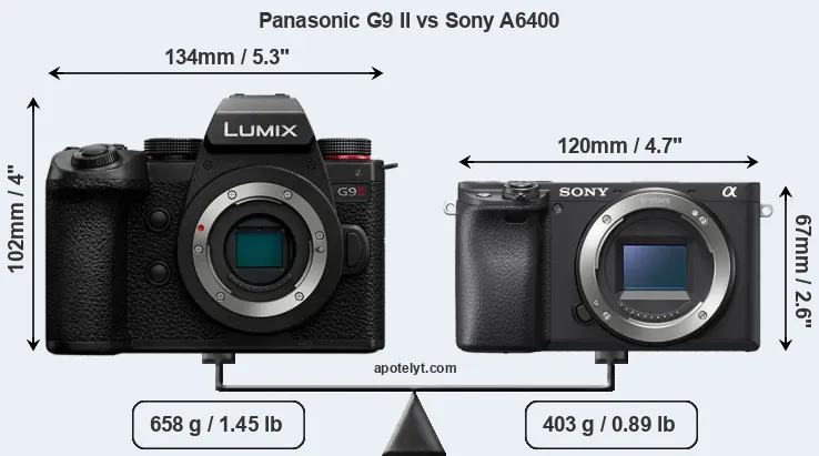 Size Panasonic G9 II vs Sony A6400