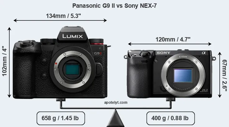 Size Panasonic G9 II vs Sony NEX-7