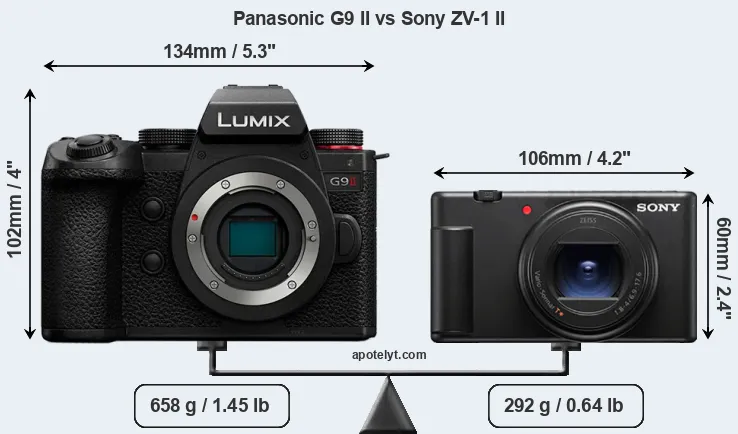 Size Panasonic G9 II vs Sony ZV-1 II