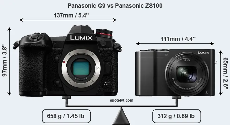 Size Panasonic G9 vs Panasonic ZS100