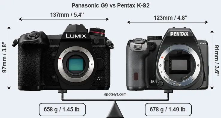 Size Panasonic G9 vs Pentax K-S2