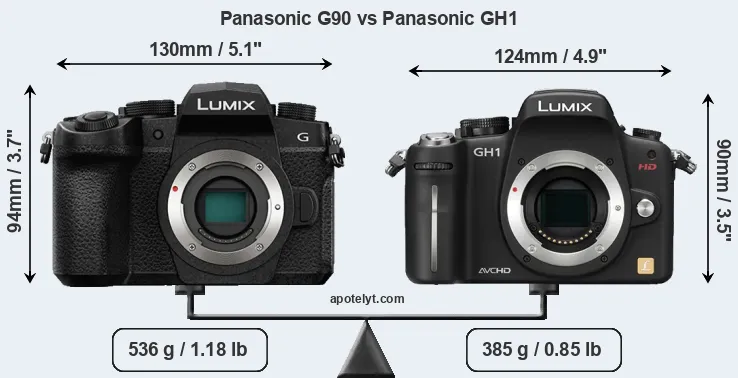 Size Panasonic G90 vs Panasonic GH1