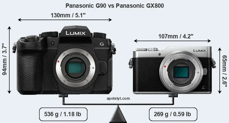 Size Panasonic G90 vs Panasonic GX800