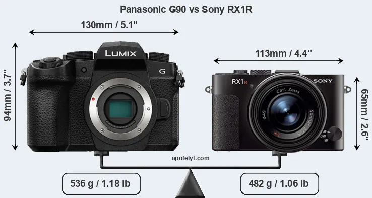 Size Panasonic G90 vs Sony RX1R