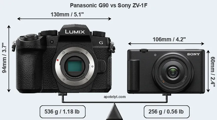 Size Panasonic G90 vs Sony ZV-1F