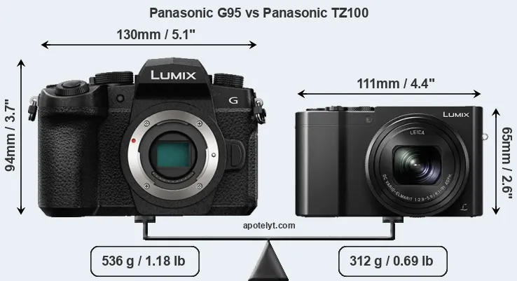 Size Panasonic G95 vs Panasonic TZ100