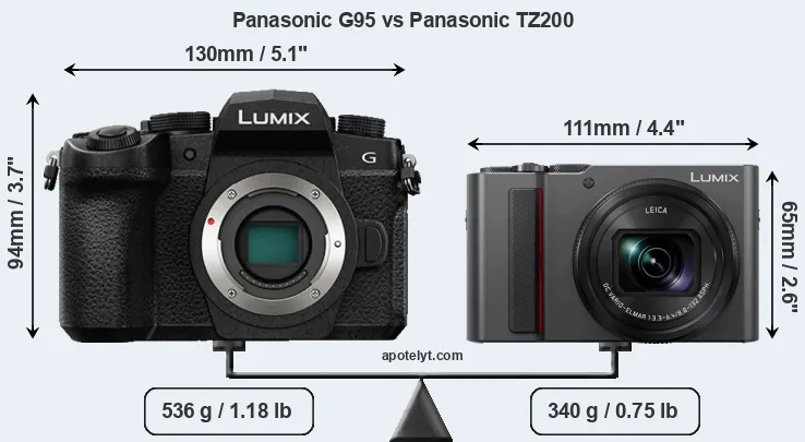 Size Panasonic G95 vs Panasonic TZ200