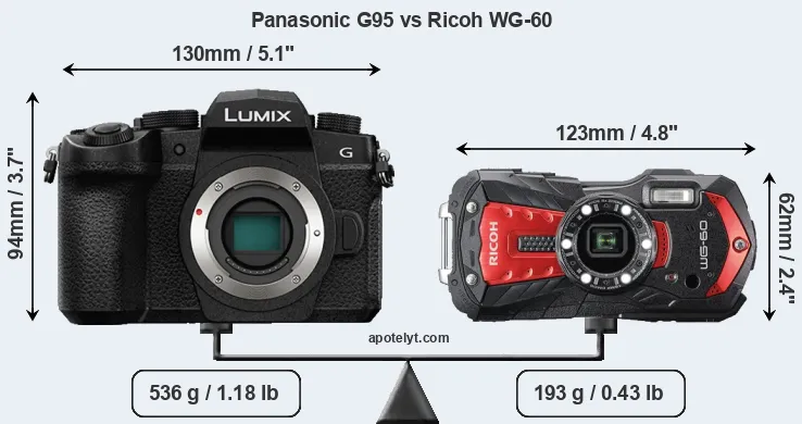 Size Panasonic G95 vs Ricoh WG-60