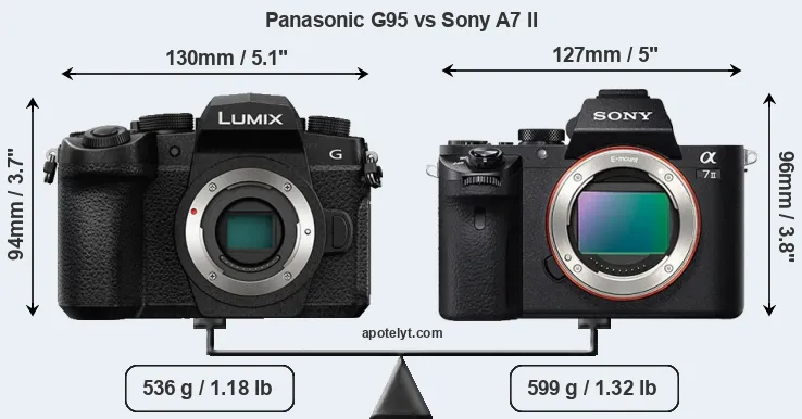 Size Panasonic G95 vs Sony A7 II