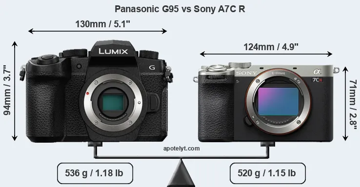 Size Panasonic G95 vs Sony A7C R