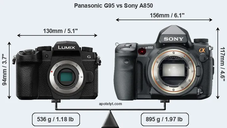 Size Panasonic G95 vs Sony A850