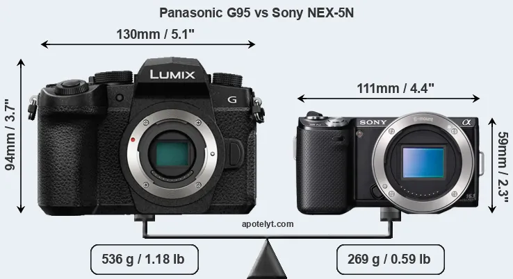Size Panasonic G95 vs Sony NEX-5N