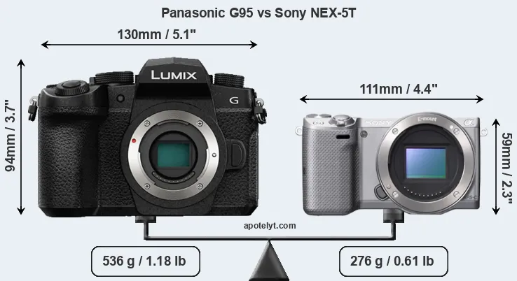 Size Panasonic G95 vs Sony NEX-5T