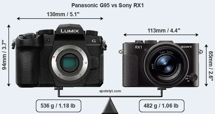 Size Panasonic G95 vs Sony RX1