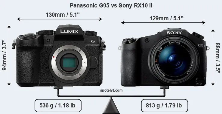Size Panasonic G95 vs Sony RX10 II