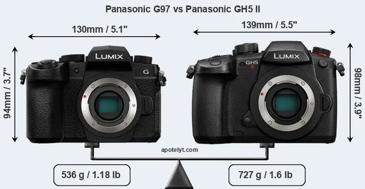 Size Panasonic G97 vs Panasonic GH5 II