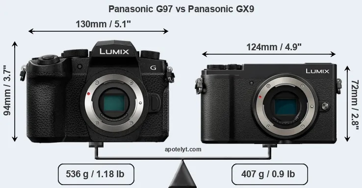 Size Panasonic G97 vs Panasonic GX9