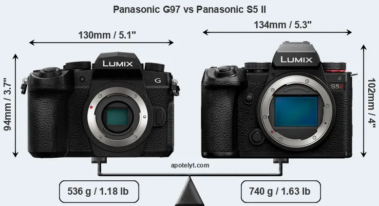 Size Panasonic G97 vs Panasonic S5 II
