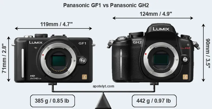 Size Panasonic GF1 vs Panasonic GH2