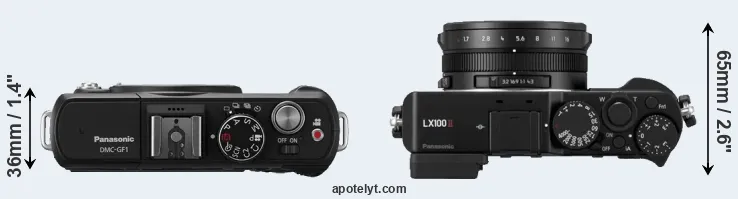 Compare GF1 versus LX100 II top