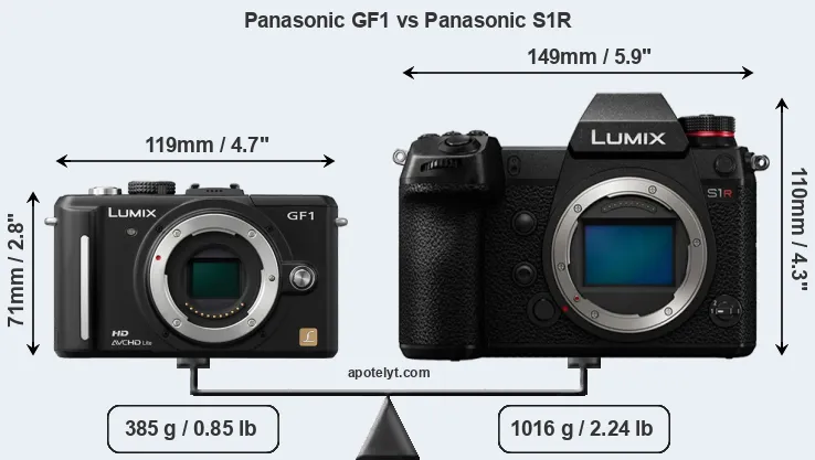 Size Panasonic GF1 vs Panasonic S1R