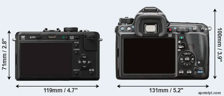 Comparison GF1 or K-3 II rear