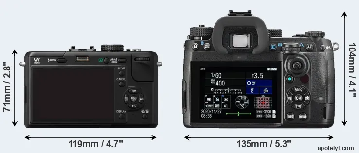 Comparison GF1 or K-3 III rear