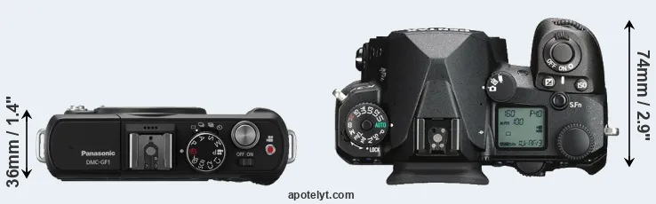 Compare GF1 versus K-3 III top