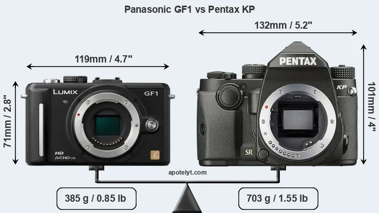 Size Panasonic GF1 vs Pentax KP