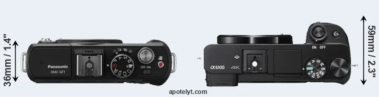 Compare GF1 versus A6100 top