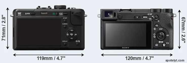 Comparison GF1 or A6500 rear