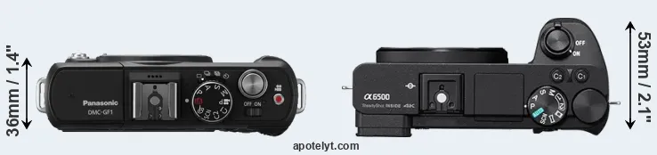 Compare GF1 versus A6500 top