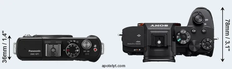 Compare GF1 versus A7R IV top
