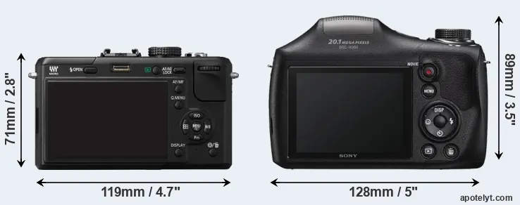 Comparison GF1 or H300 rear