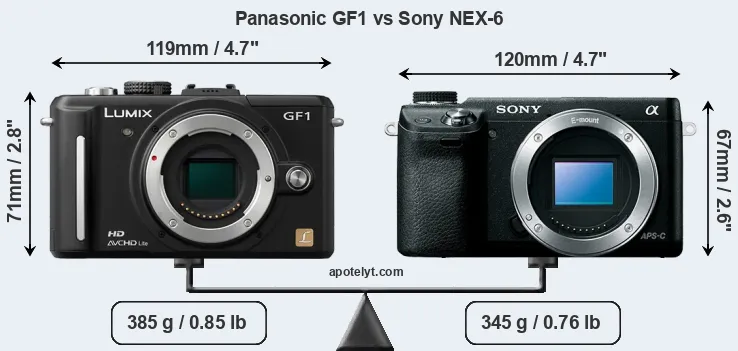 Size Panasonic GF1 vs Sony NEX-6