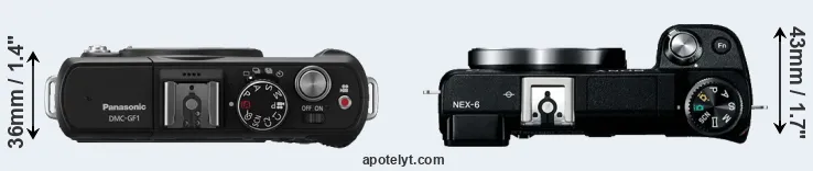Compare GF1 versus NEX-6 top