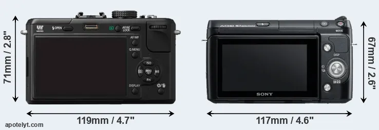 Comparison GF1 or NEX-F3 rear