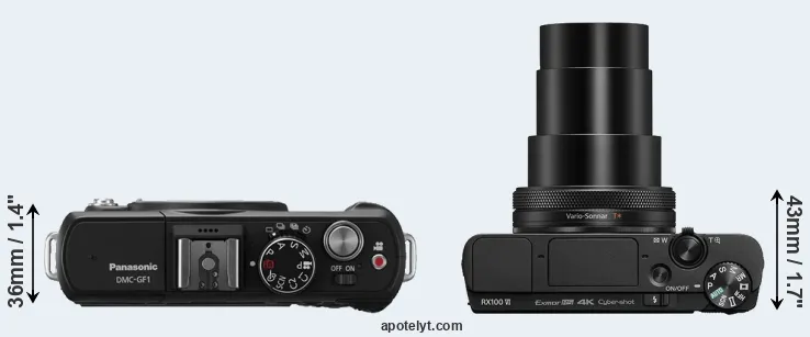 Compare GF1 versus RX100 VI top