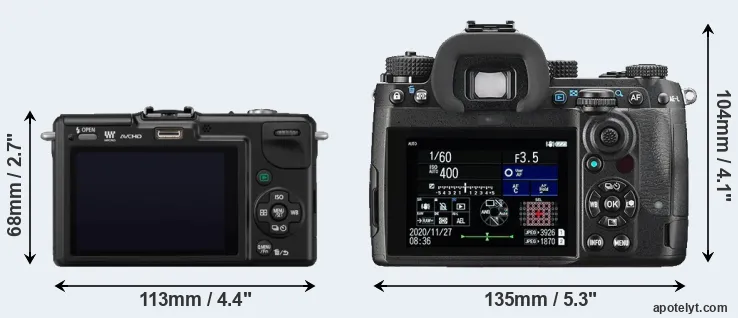 Comparison GF2 or K-3 III rear