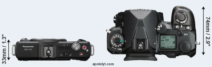 Compare GF2 versus K-3 III top