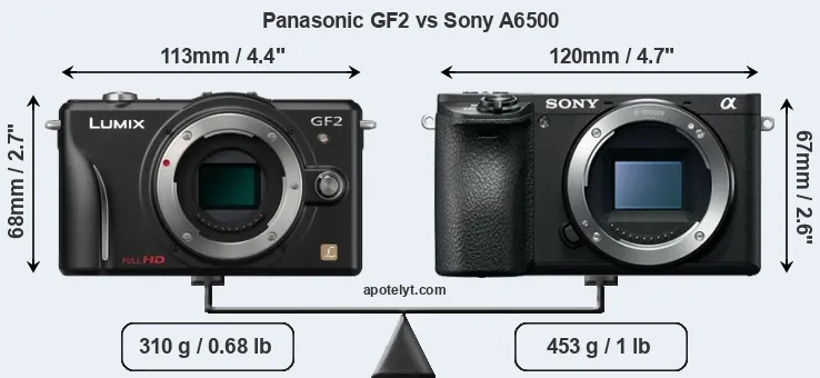 Size Panasonic GF2 vs Sony A6500