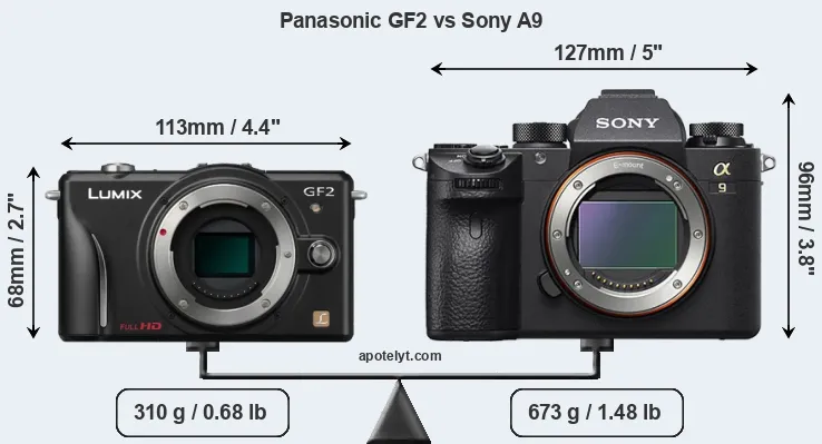 Size Panasonic GF2 vs Sony A9