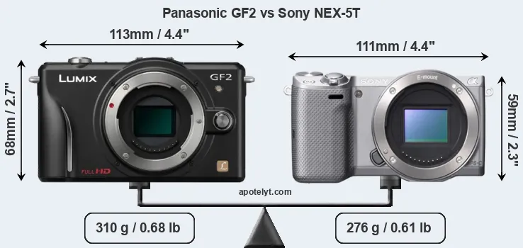 Size Panasonic GF2 vs Sony NEX-5T
